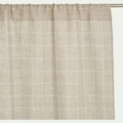 Rideau passe-tringle en lin à carreaux 140x250cm - beige