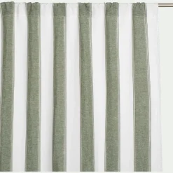 Rideau passe-tringle en lin et coton à rayures 140x250cm - vert