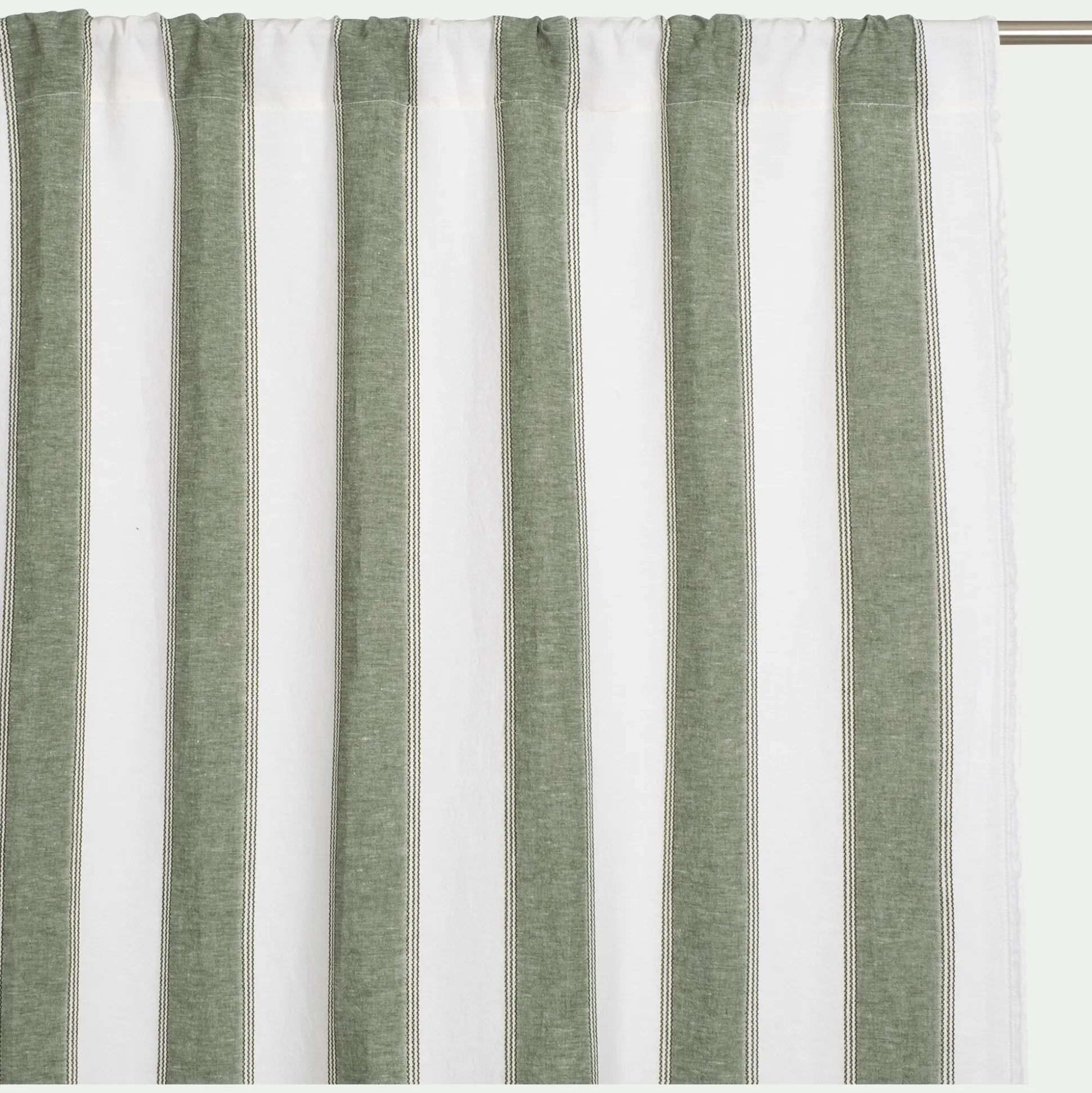 Rideau passe-tringle en lin et coton à rayures 140x250cm - vert