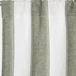 Rideau passe-tringle en lin et coton à rayures 140x250cm - vert
