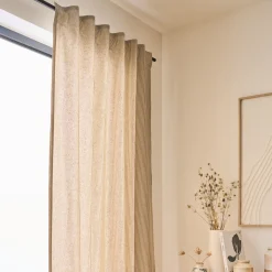 Rideau à pattes cachées en coton à rayures 130x250cm - beige
