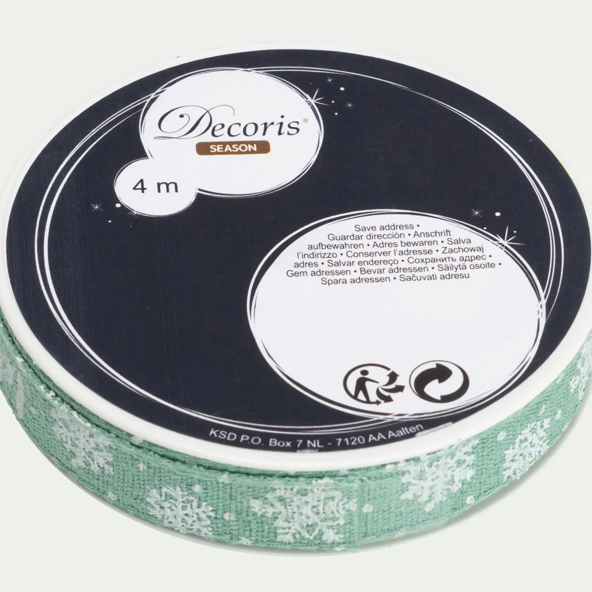 Ruban déco de noël - vert (modèle aléatoire)