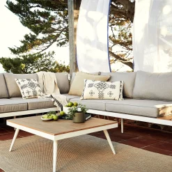 Salon de jardin en aluminium et polywood - gris (4 à 6 places)