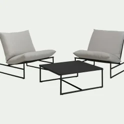 Salon de jardin en aluminium - noir (2 places)