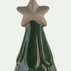 Sapin déco à écailles en grès D11,2cm - vert