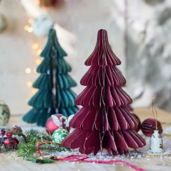 Sapin décoratif à poser en papier H25cm - rouge