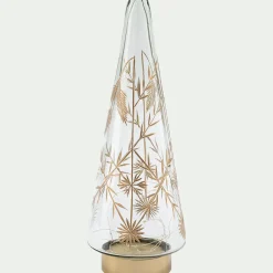 Sapin décoratif à poser lumineux en verre H35,5cm - transparent