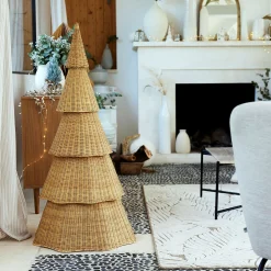 Sapin de Noël en rotin D61xH123cm - naturel