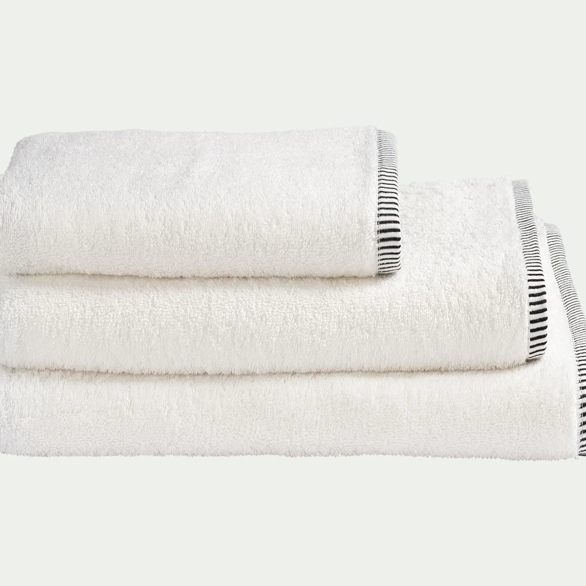 Serviette de toilette brodé en coton - blanc ventoux 50x100cm
