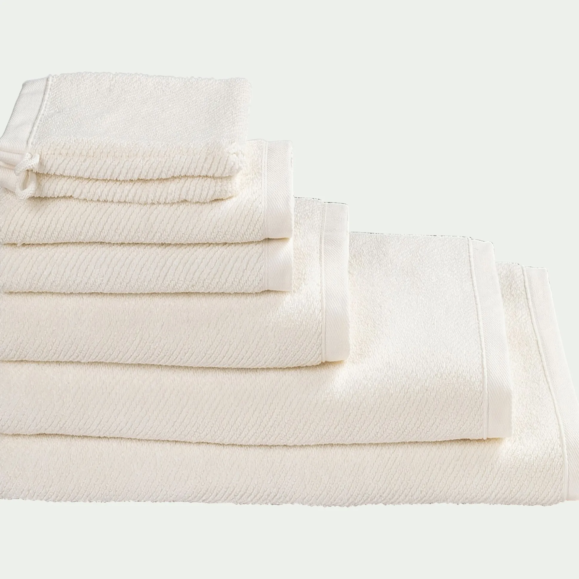 Serviette de toilette en bouclettes de coton bio - blanc ventoux 50x90cm
