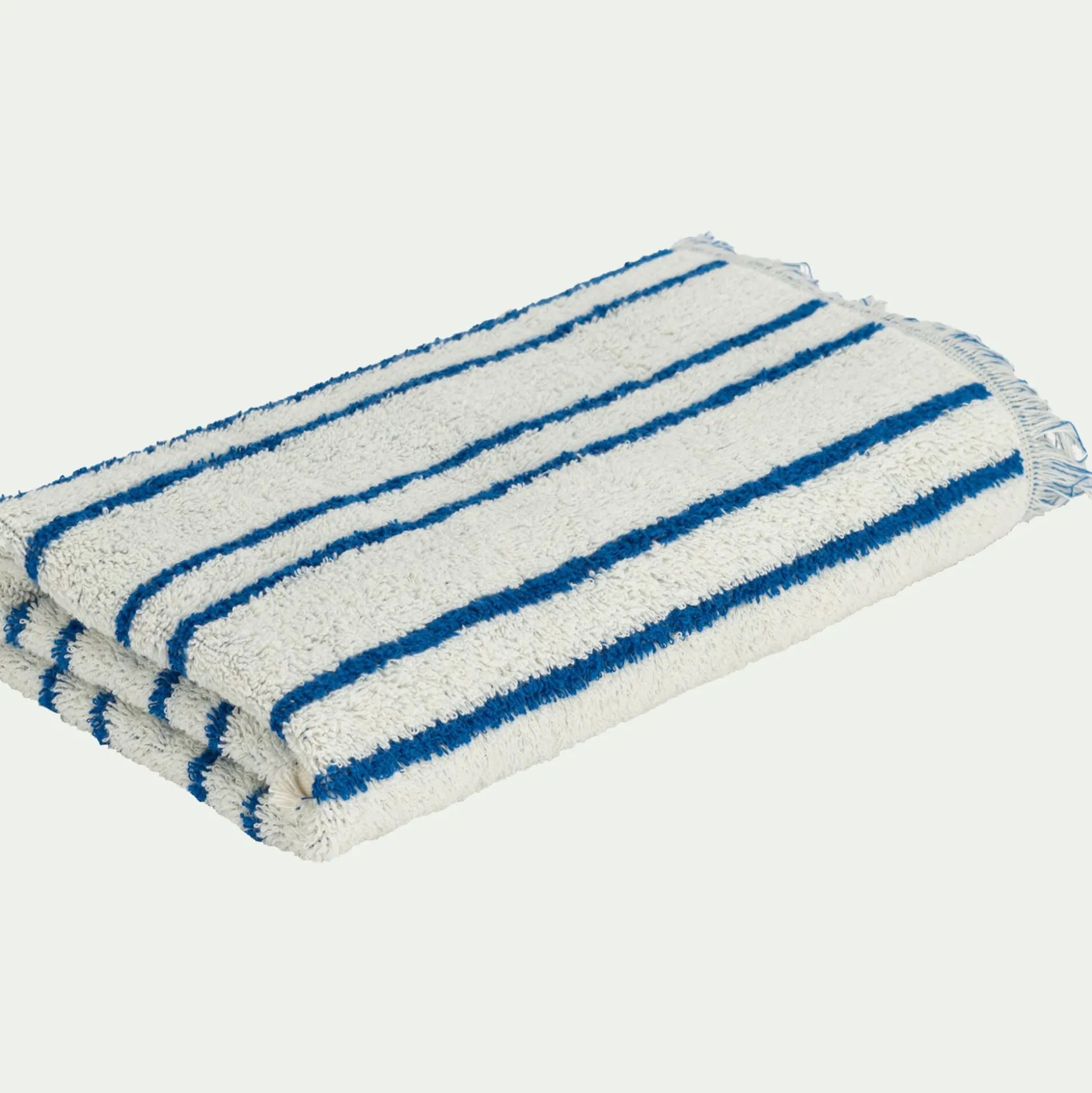 Serviette de toilette en coton à rayures 50x100cm - bleu
