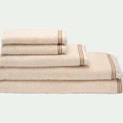 Serviette de toilette frangée en coton 50x100cm - blanc écru