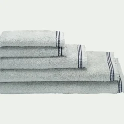 Serviette de toilette frangée en coton 50x100cm - bleu littoral