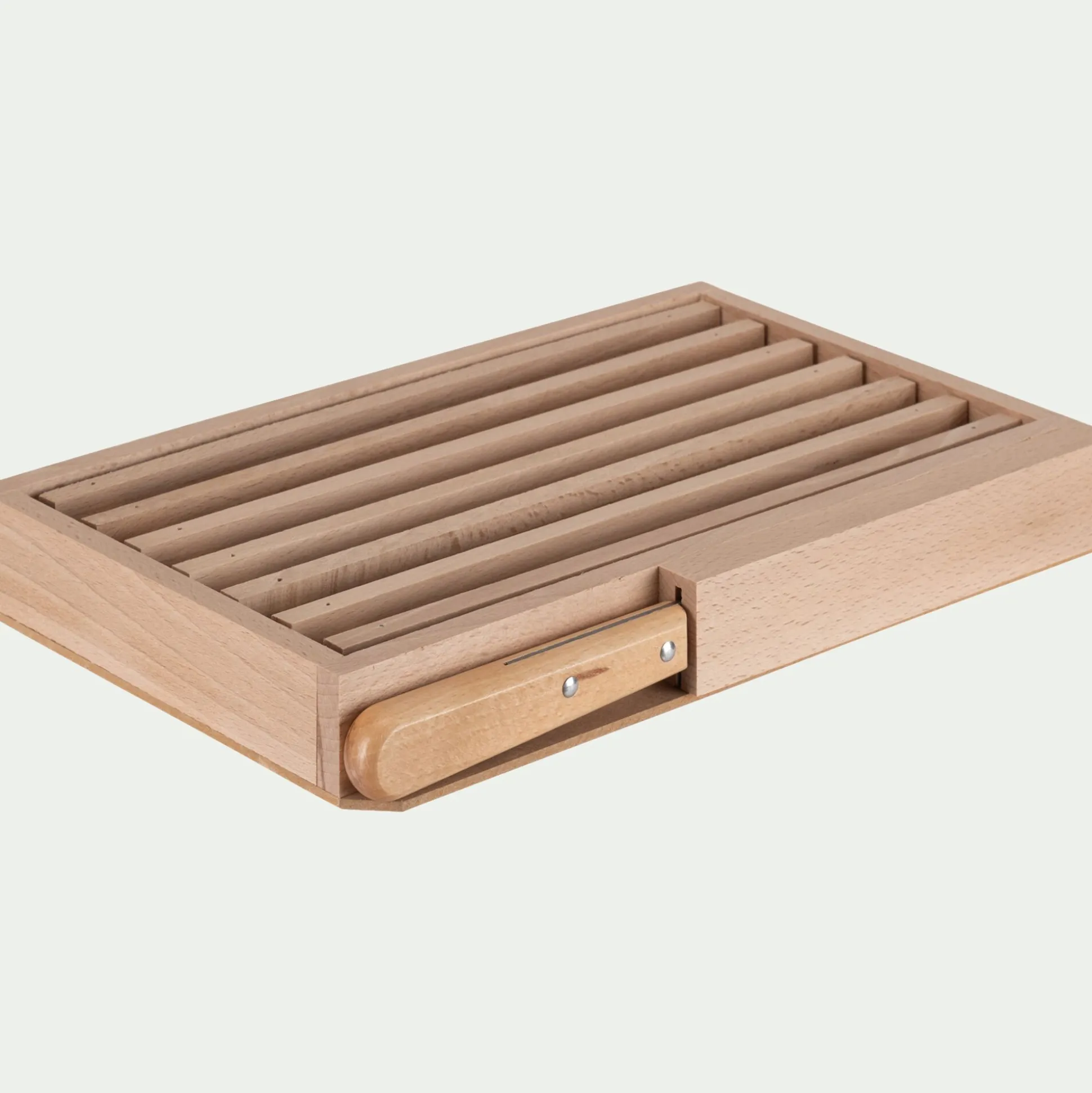 Set de planche à pain et couteau en bois de hêtre - naturel