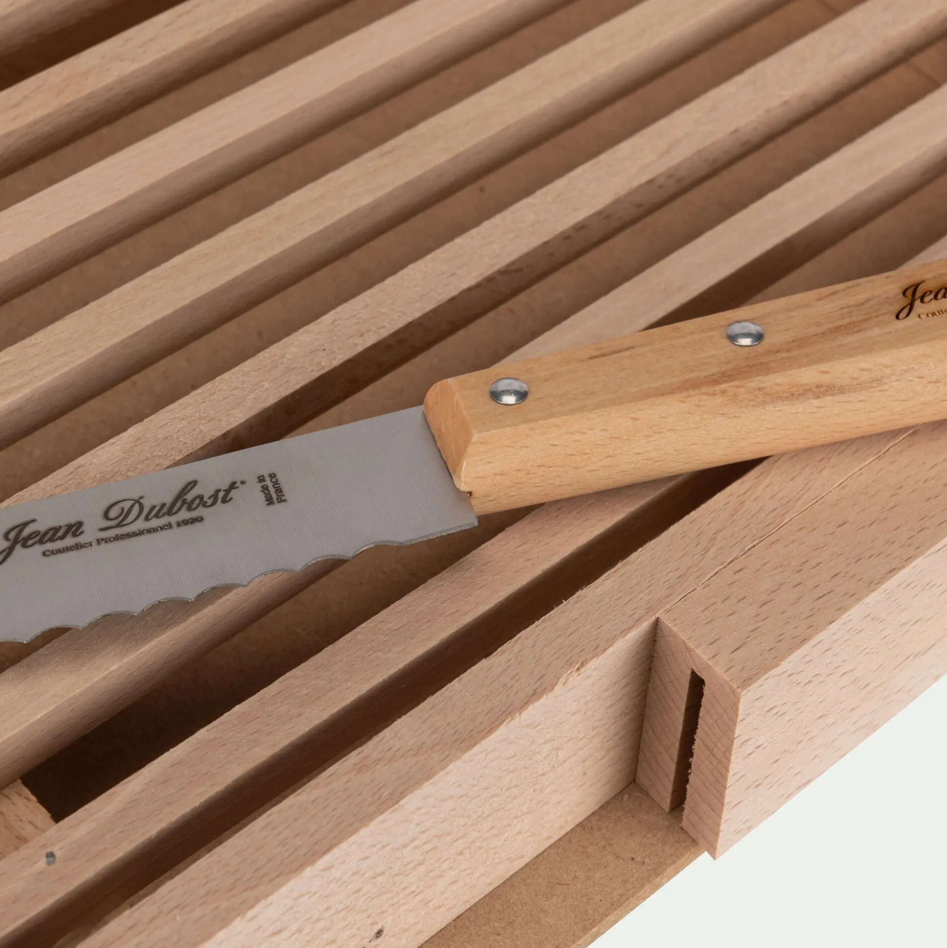 Set de planche à pain et couteau en bois de hêtre - naturel