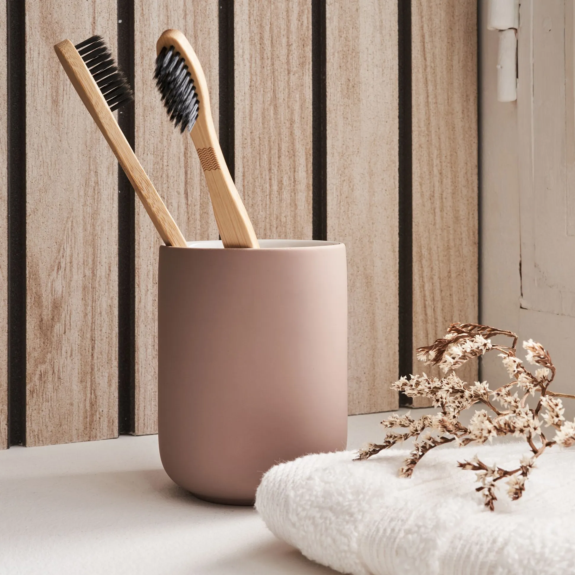 Set de salle de bain en grès - rose
