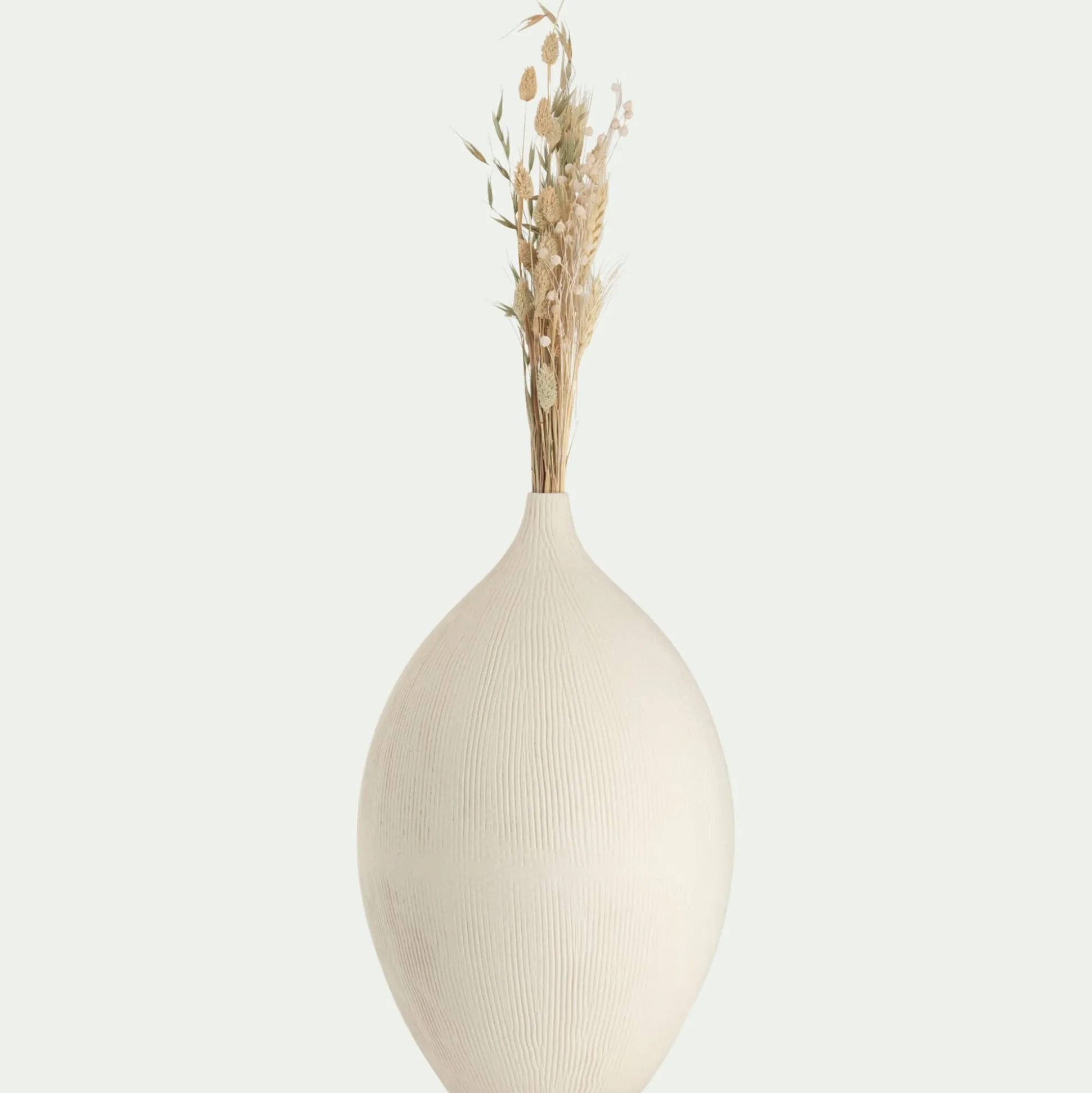 Soliflore en faïence strié H44cm - blanc