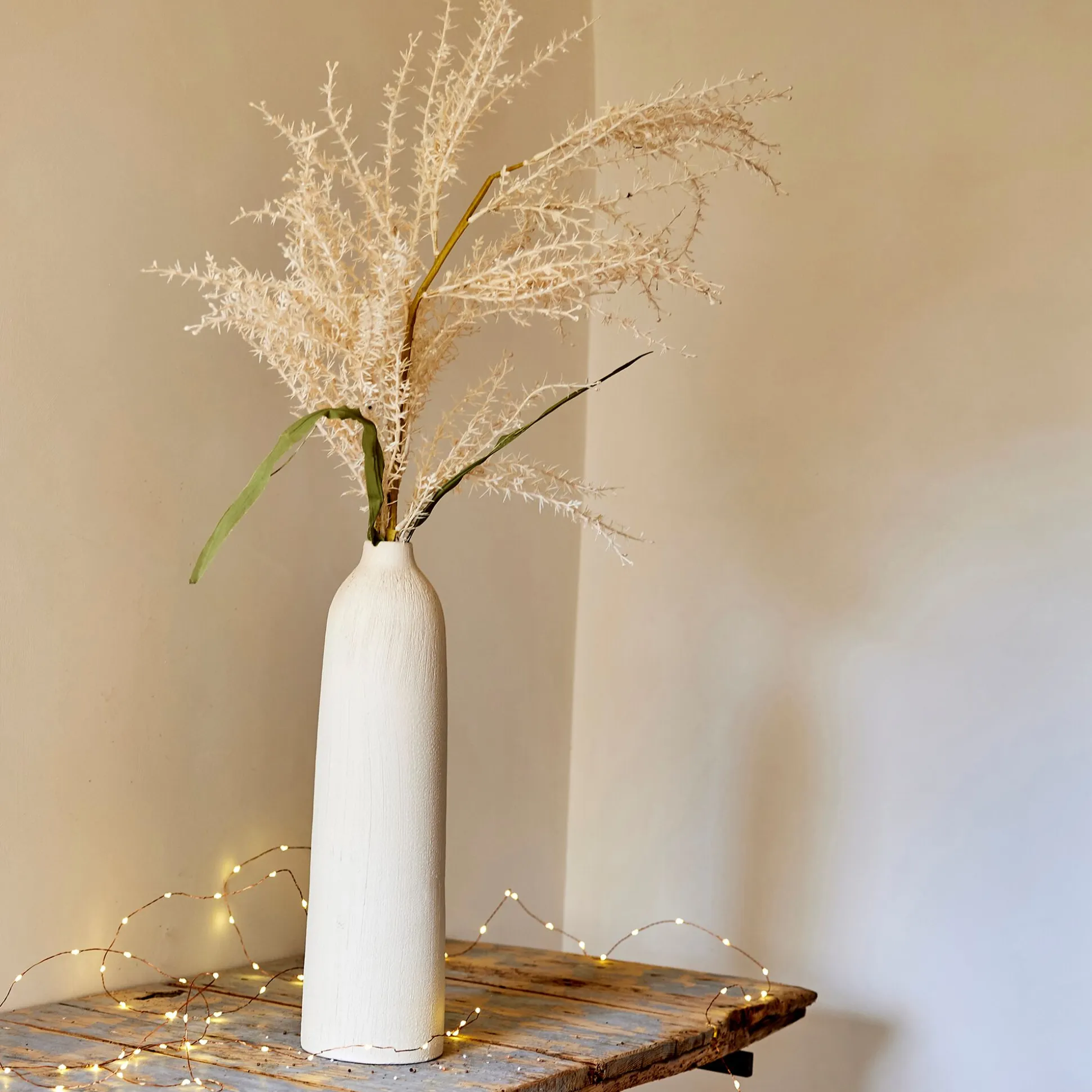 Soliflore en faïence texturée H40cm - blanc ventoux