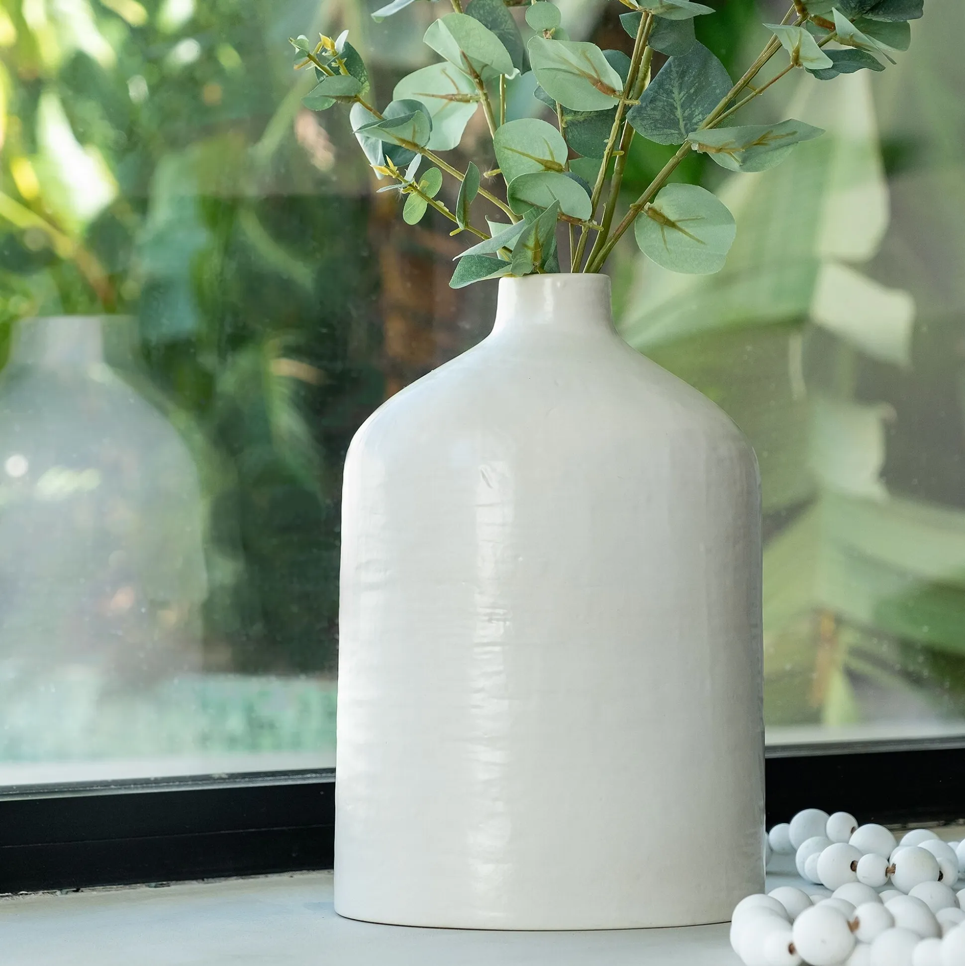 Soliflore en grès céramique H30cm - blanc