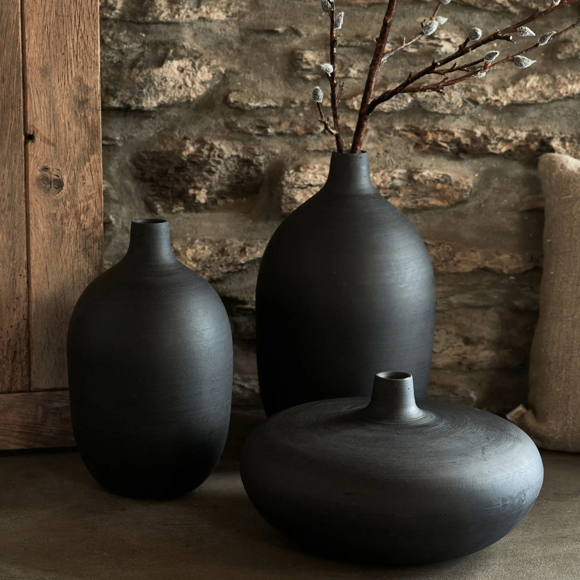 Soliflore en polystone effet béton H25,5cm - noir