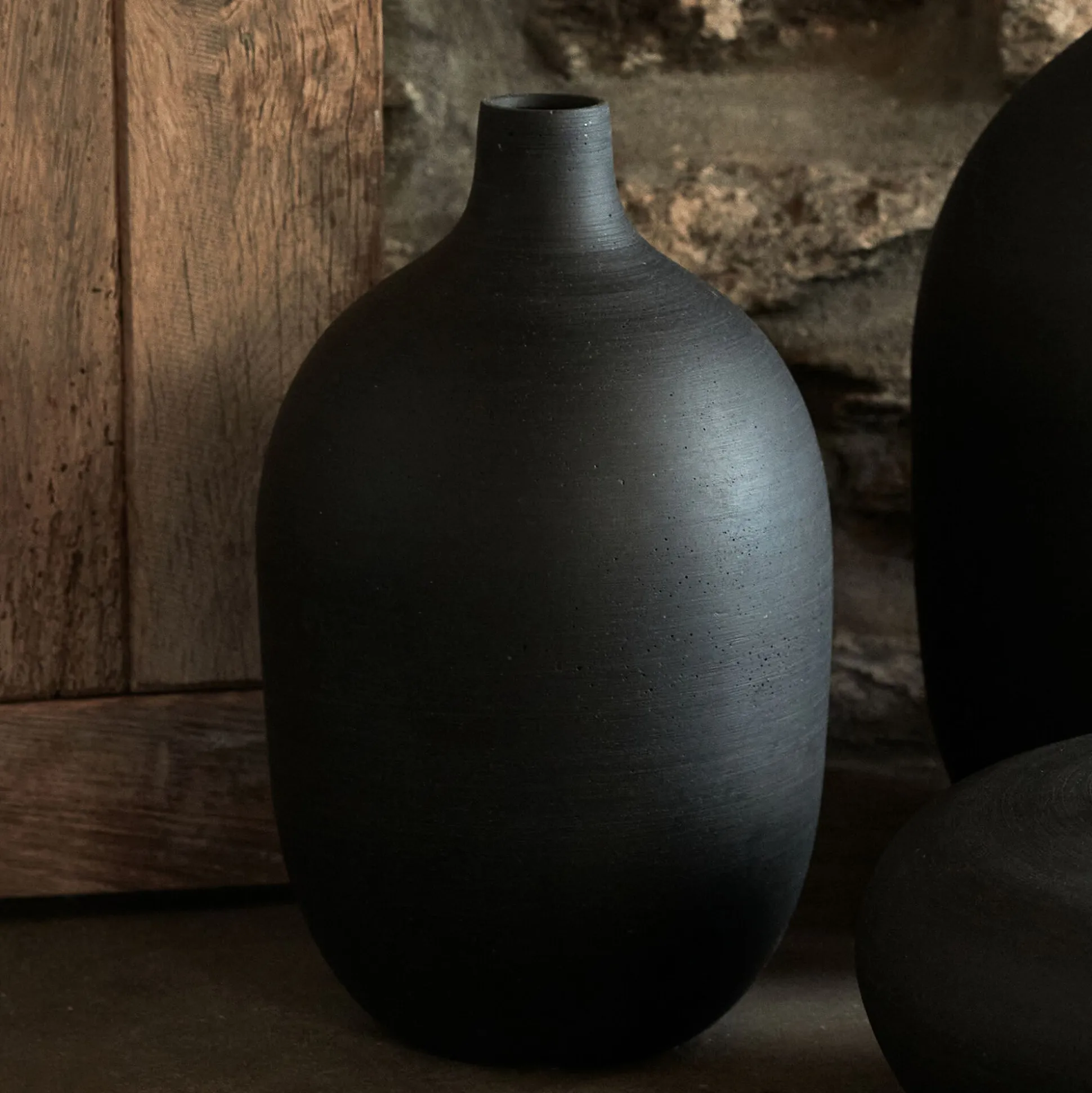 Soliflore en polystone effet béton H25,5cm - noir