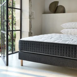 Sommier tapissier 140x190cm gris anthracite