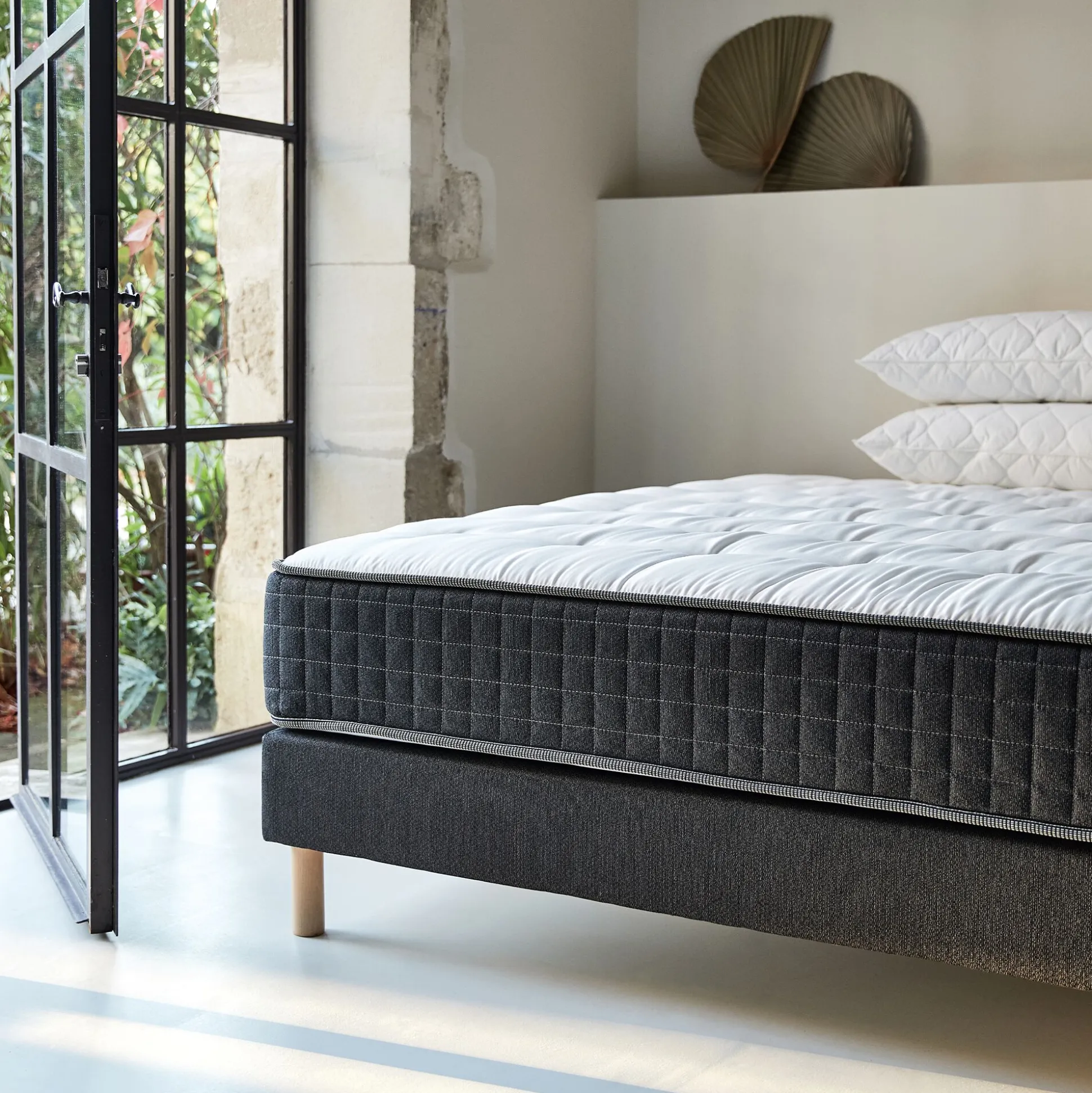 Sommier tapissier 160x200cm - gris anthracite