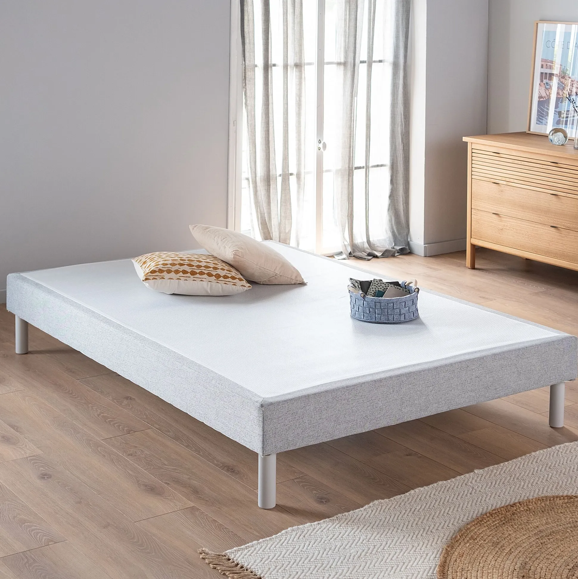 Sommier tapissier 160x200cm gris clair