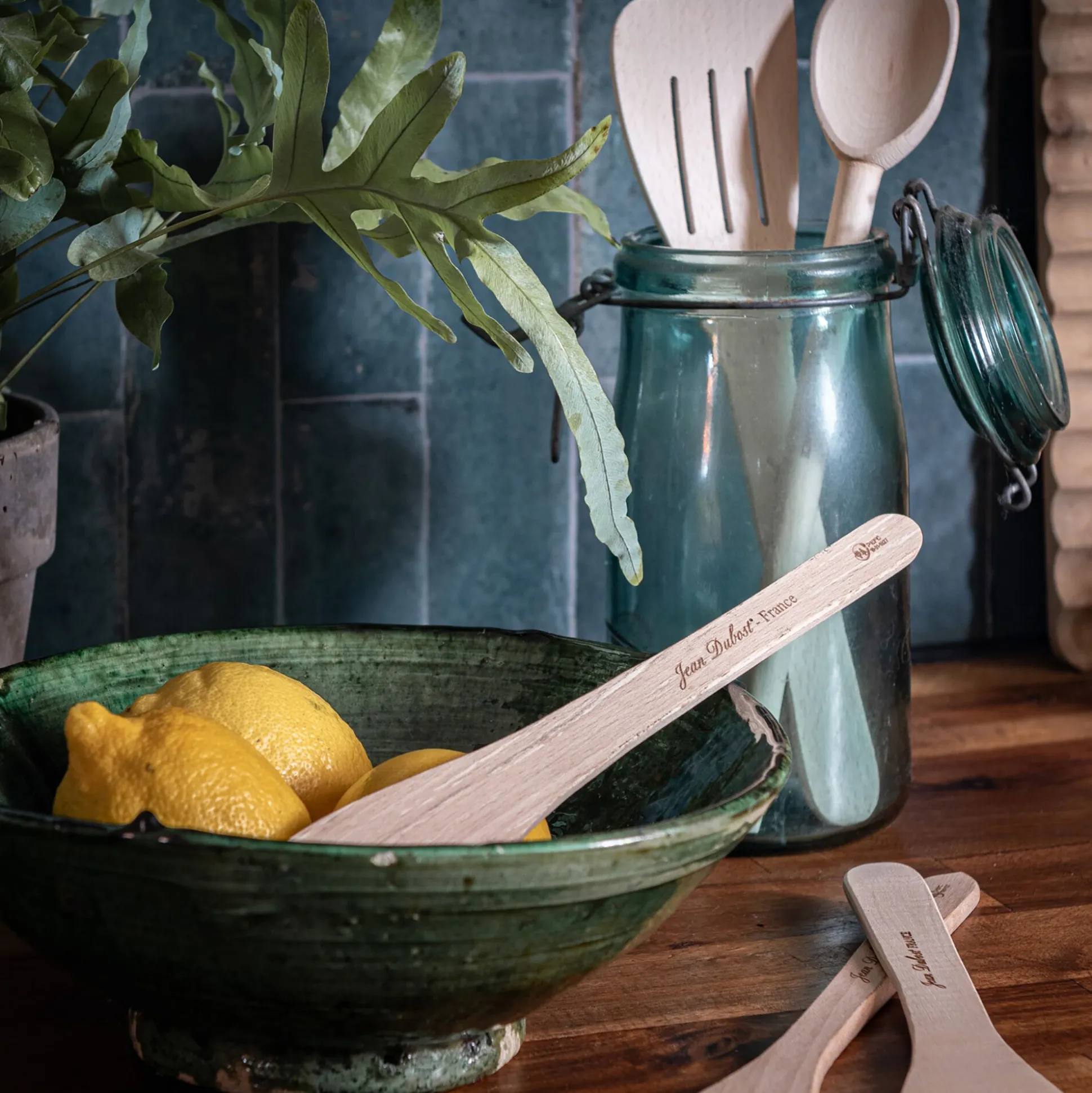 Spatule ronde en bois de hêtre 30cm - naturel