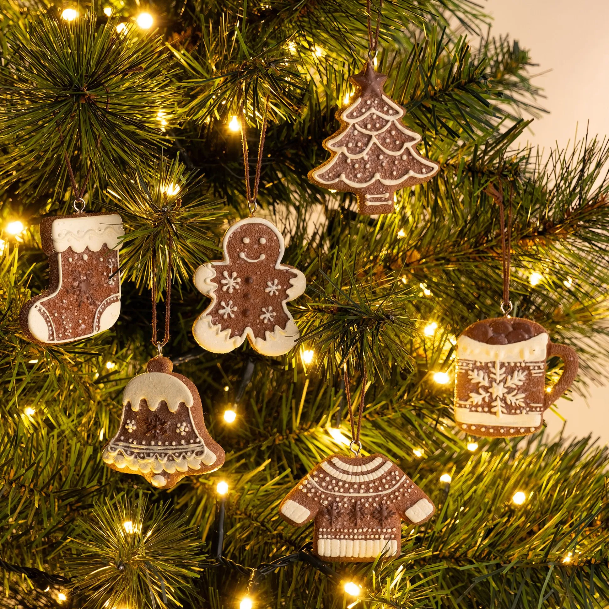Suspension de Noël biscuit H6,5cm - marron (modèle aléatoire)