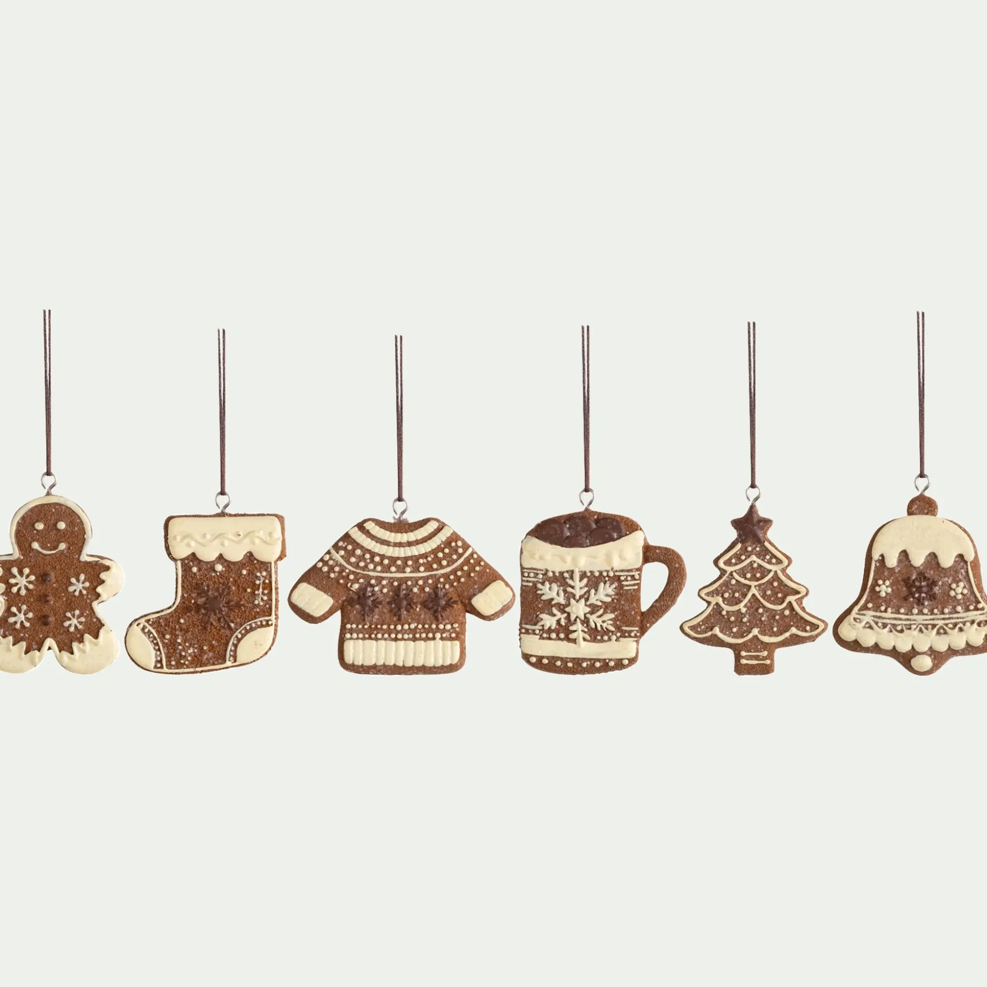 Suspension de Noël biscuit H6,5cm - marron (modèle aléatoire)