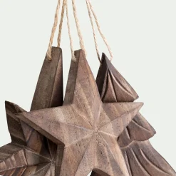 Suspension de Noël en bois de peuplier - naturel (modèle aléatoire)