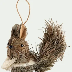 Suspension de Noël en herbe forme animale H5cm - naturel