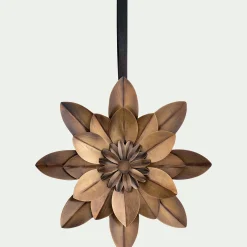 Suspension de Noël fleur en fer D20cm - doré