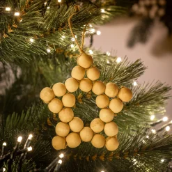 Suspension de Noël étoile en bois H11cm - naturel