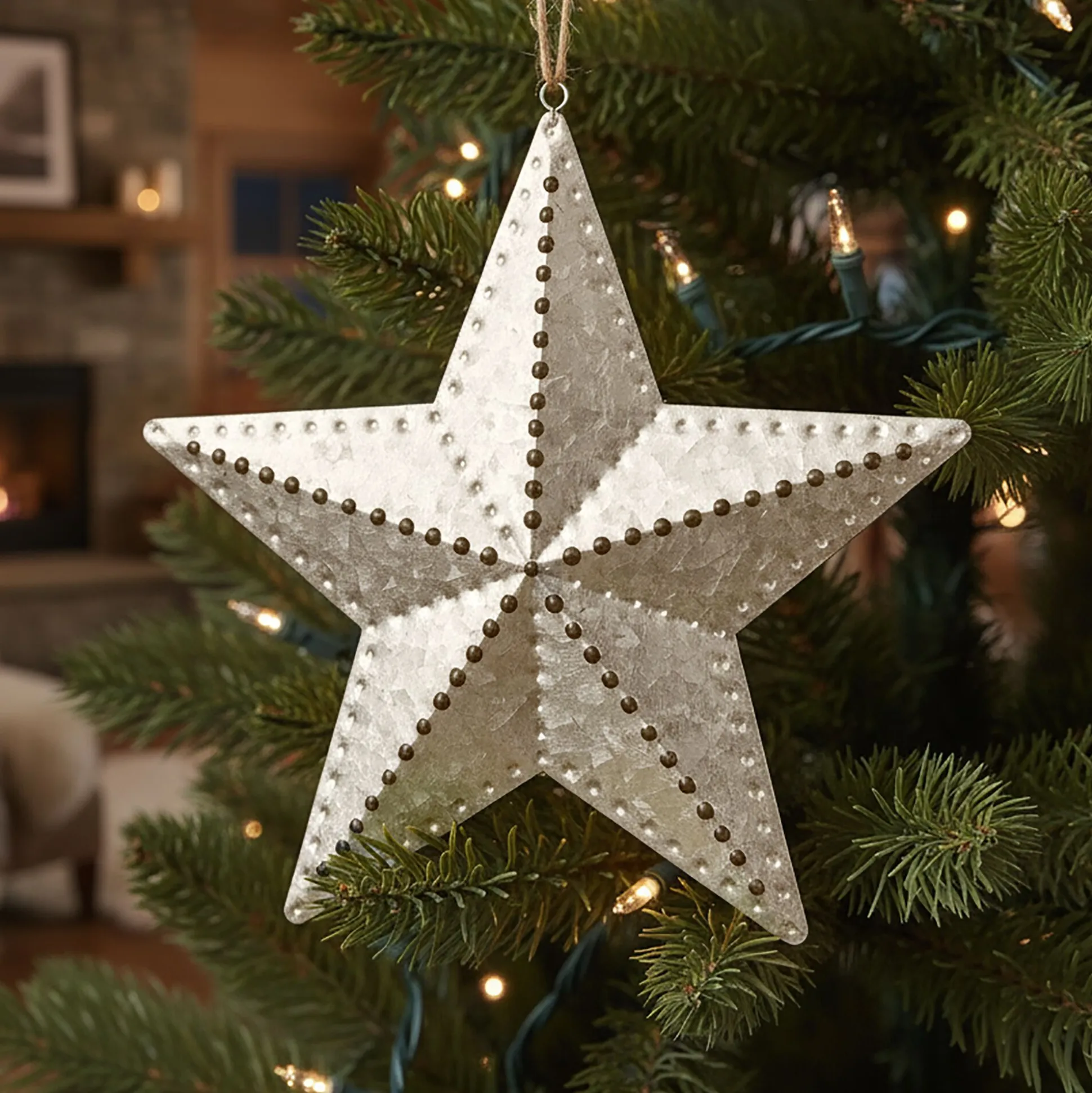 Suspension de Noël étoile en fer D19cm - argenté