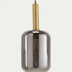 Suspension en acier à 3 globes en verre fumé - noir