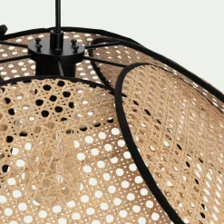 Suspension fleur électrifiée E27 en rotin D60cm - naturel