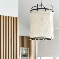 Suspension électrifiée en bambou et en coton D35cm - noir