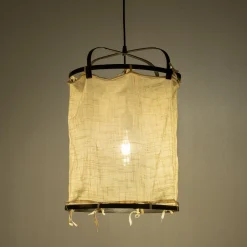 Suspension électrifiée en bambou et en coton D35cm - noir