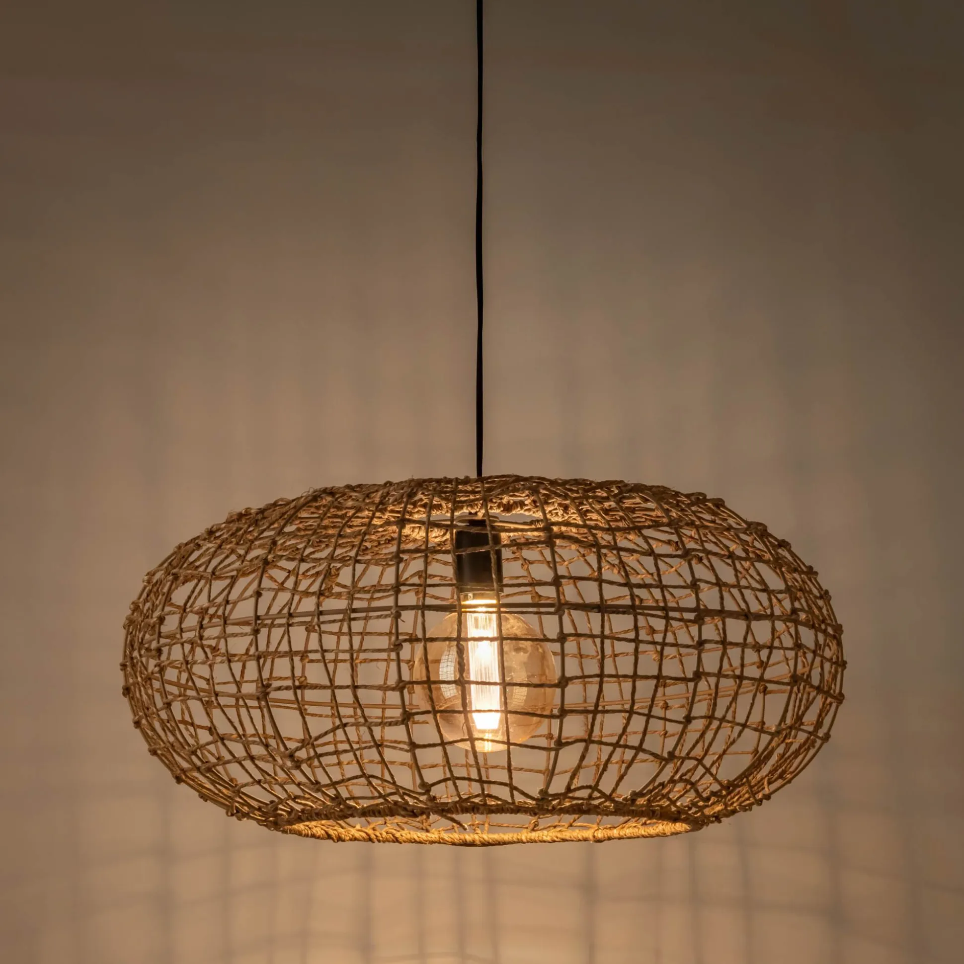 Suspension électrifiée en jute D60xH30cm - naturel