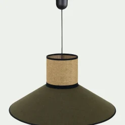 Suspension électrifiée en lin et papier D44cm - vert