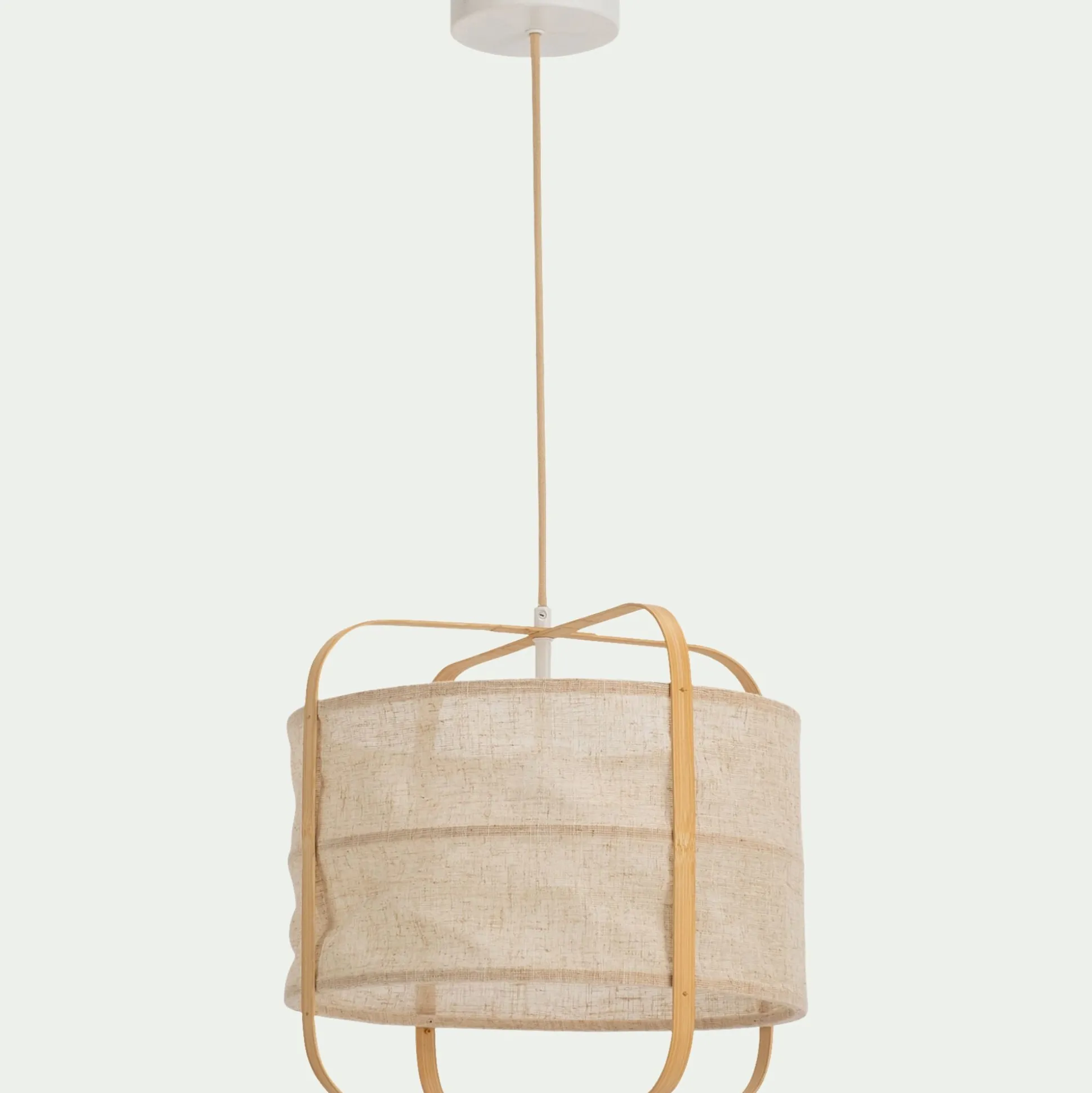 Suspension électrifiée en lin et bambou D37cm - beige