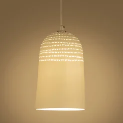 Suspension électrifiée en porcelaine D14,5cm - blanc