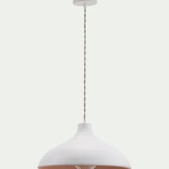 Suspension électrifiée en terre cuite D35cm - blanc