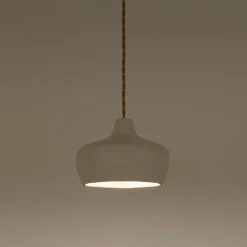 Suspension électrifiée en terre cuite D18cm - blanc