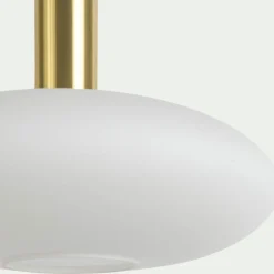 Suspension électrifiée en verre opalin D30cm - blanc