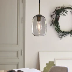 Suspension électrifiée en verre D15,5cm - gris
