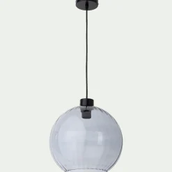 Suspension électrifiée en verre d30cm - bleu ciel
