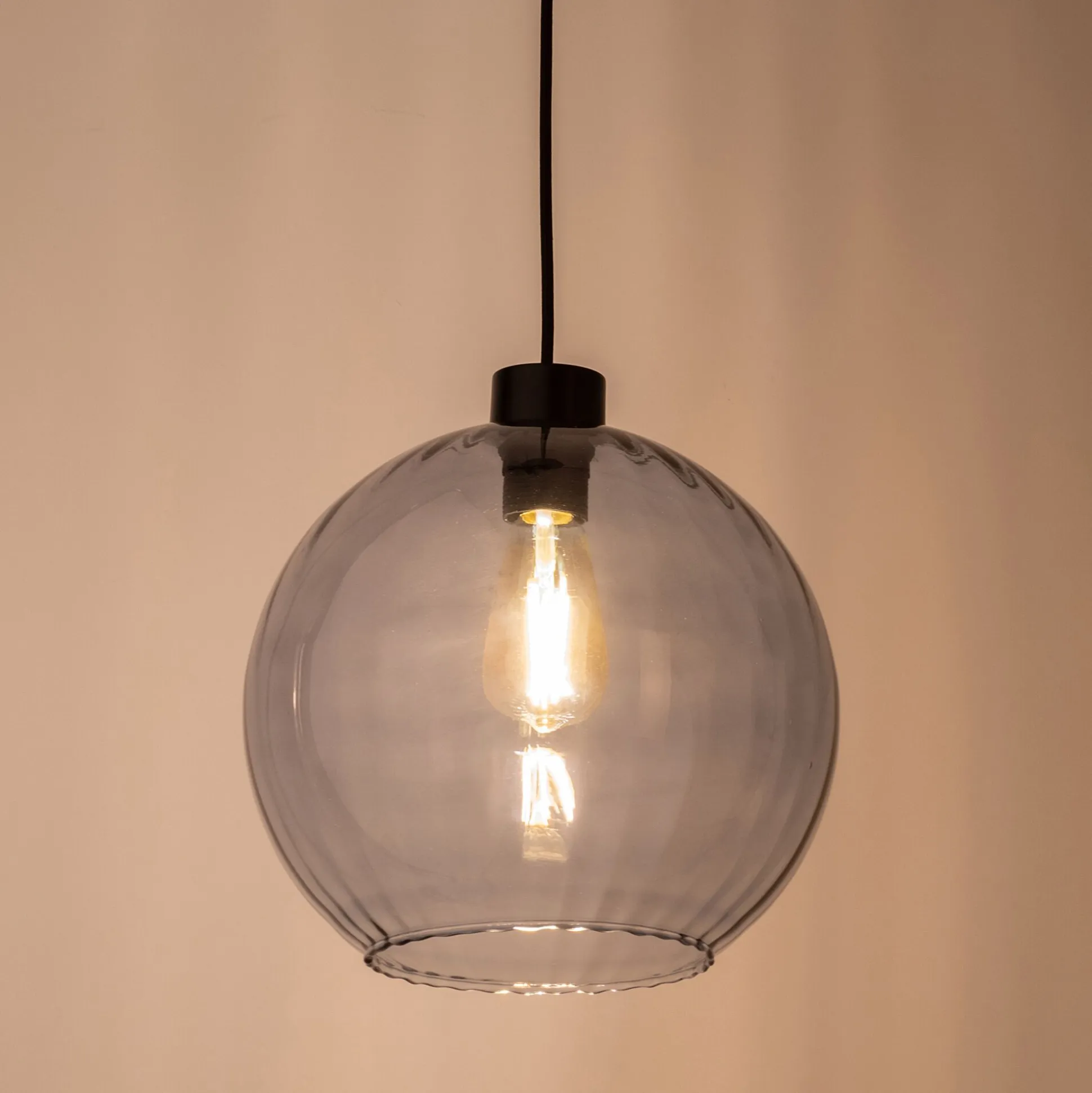 Suspension électrifiée en verre d30cm - bleu ciel